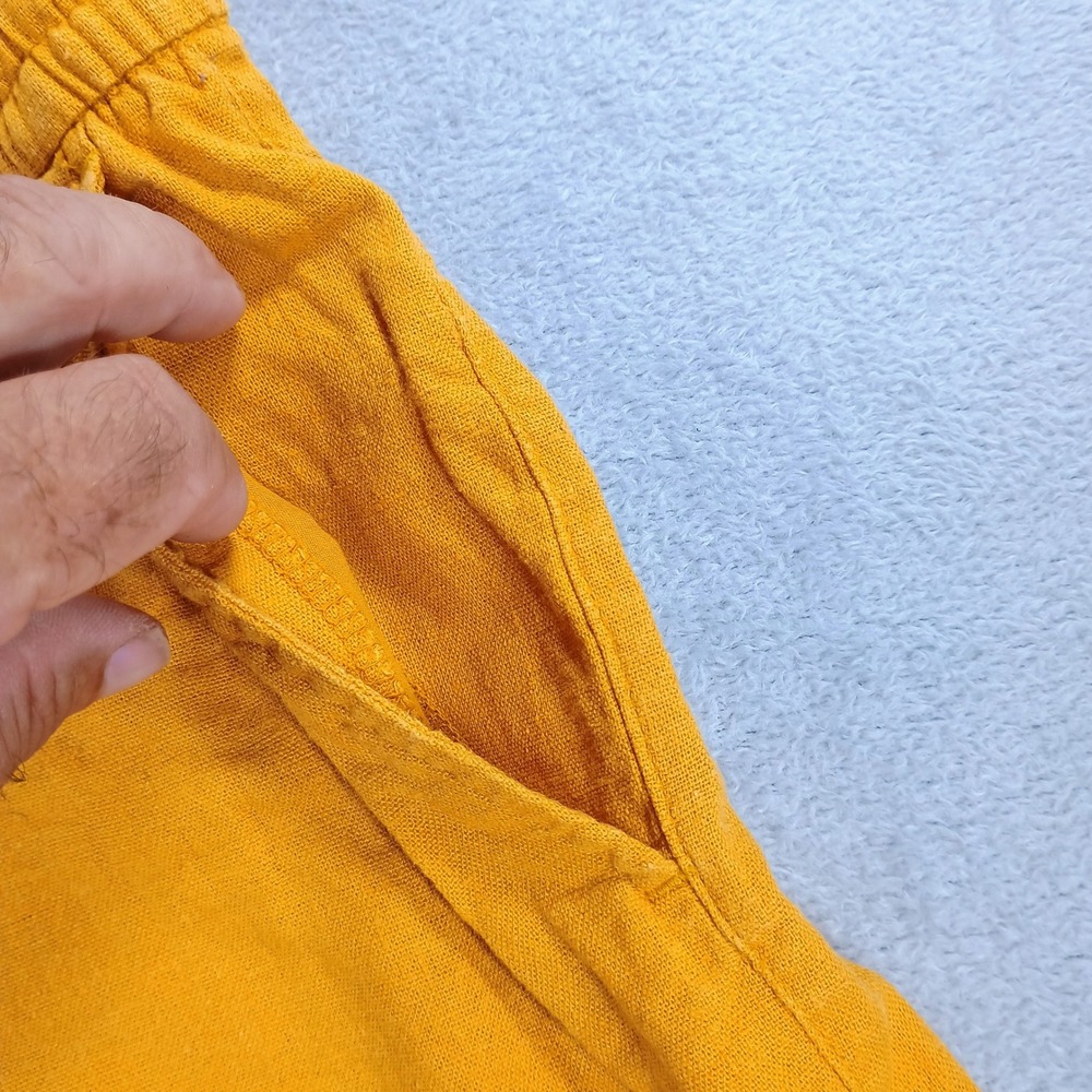Old Navy Womens Linen Blend Shorts Mustard Yellow Small Drawstring Pocket - Picture 5 of 13